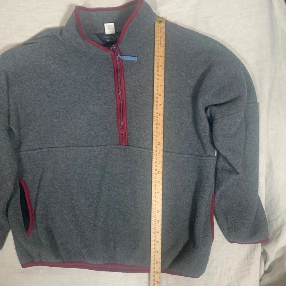VTG Early Winters Fleece Pullover Mens XL Grey Burgundy Quarter‎ Zip Gorpcore